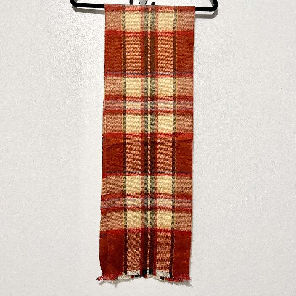 Abraham & Strauss VTG Brushed Wool Blend Scarf Plaid Preppy Academia Old Money - Picture 4 of 10